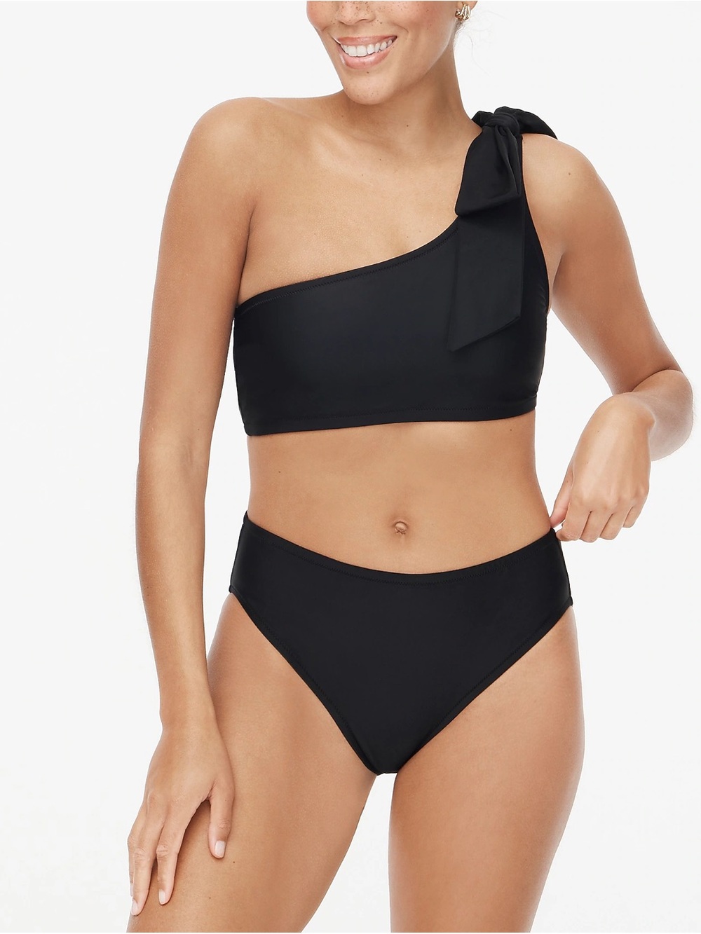 NWT Black One-Shoulder J. crew Bikini top with Bow